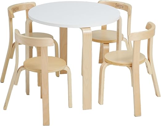 Kids Table and 4 Chairs Set, Wooden Table and Chairs for Kids & Toddler