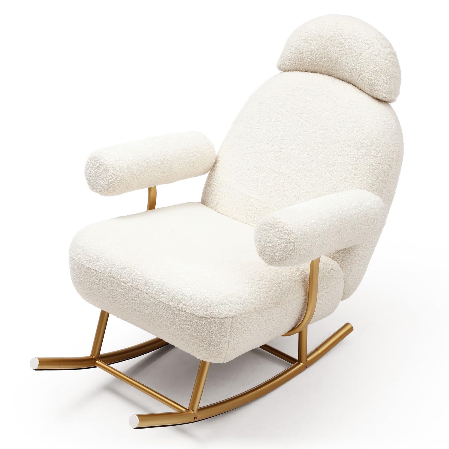Rocking Chair Nursery, Modern Sherpa Fabric Glider Rocker