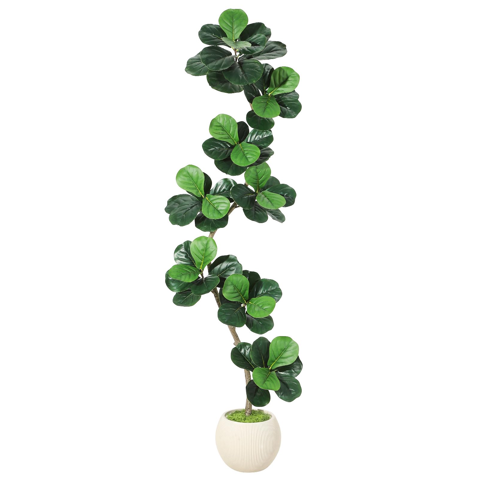 Fiddle Leaf Fig Artificial Tree with White Planter,7ft Faux Plants Indoor