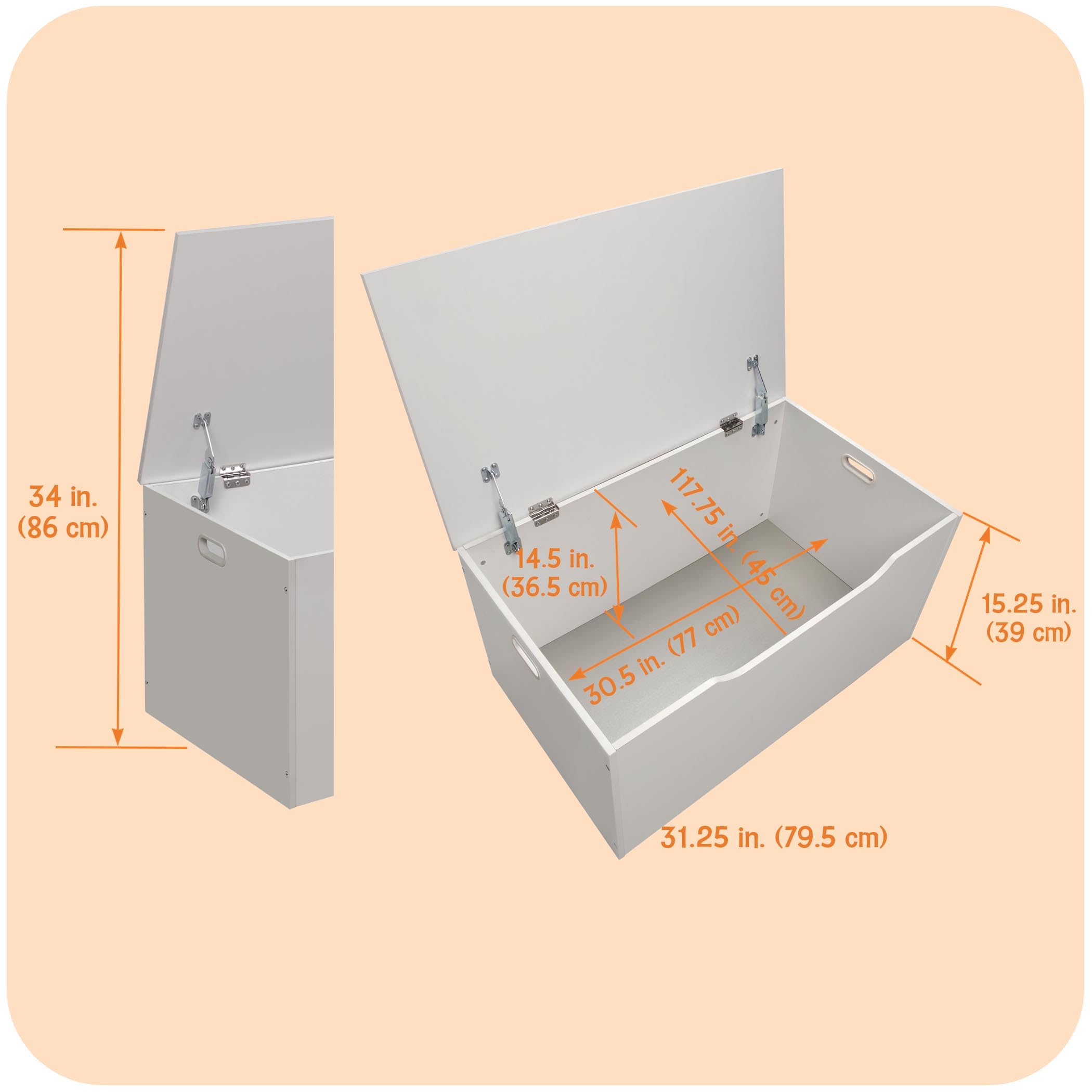 Wooden Toy Storage Chest with Safety Hinges