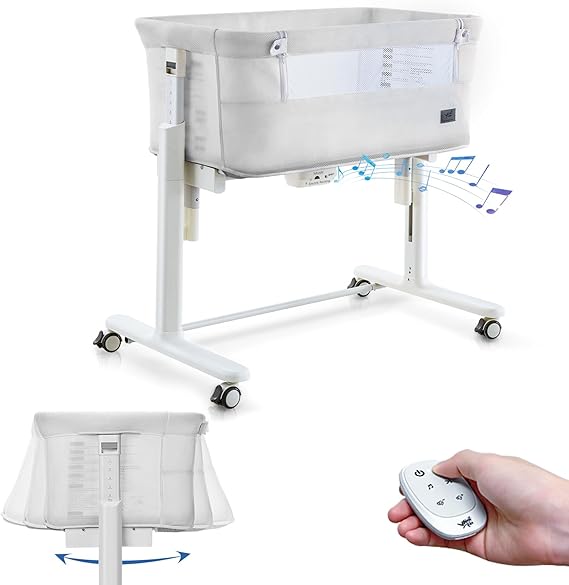 Rocking Bassinet for Baby Automatic Bedside Crib Electric Cradle 5 Heights