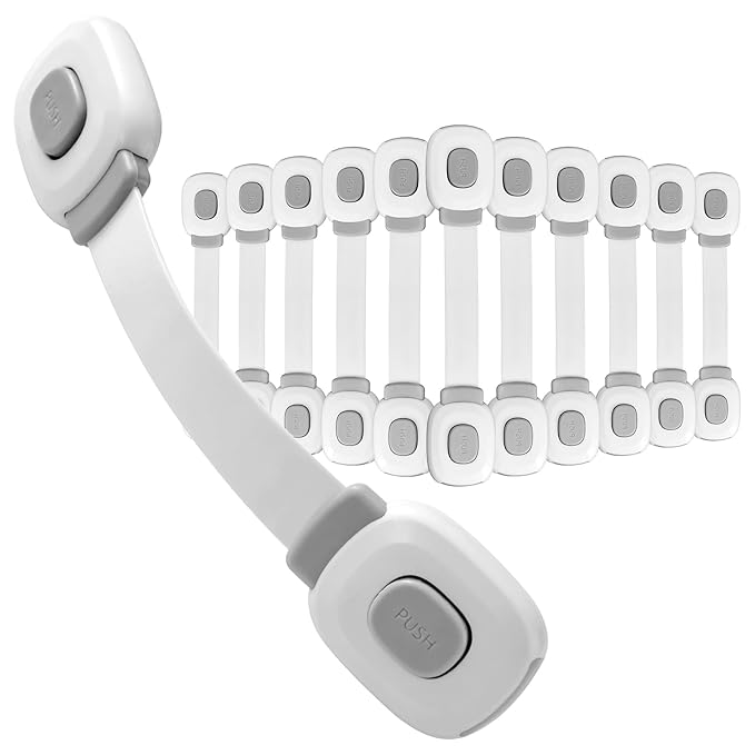 Baby Cabinet Locks, Child Safety Cabinet Proofing -Child Safety Strap Locks Adhesive