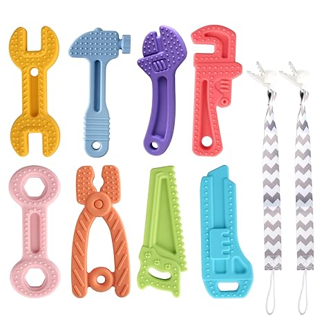 8 Pack Chew Baby Teething Toys for 0-12 Months, Freezable BPA Free Silicone Baby Molar