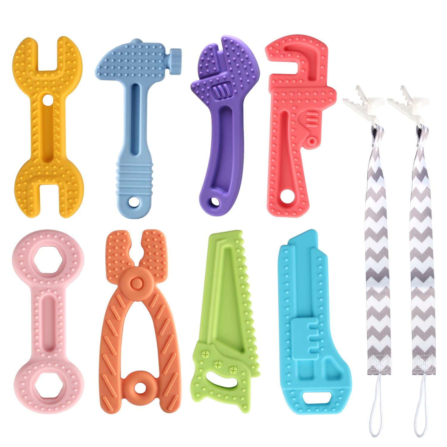 8 Pack Chew Baby Teething Toys for 0-12 Months, Freezable BPA Free Silicone Baby Molar