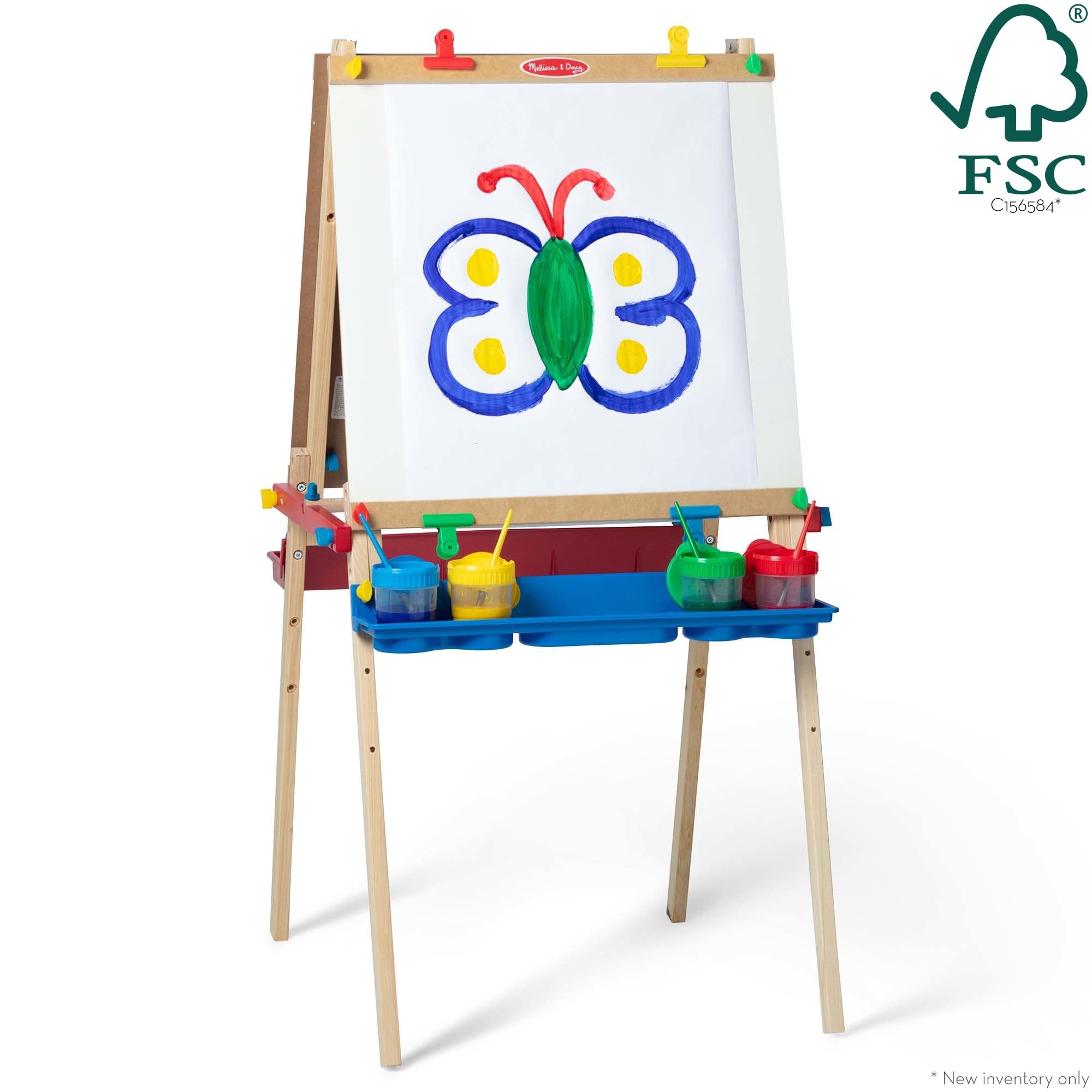 Deluxe Standing Art Easel - Dry-Erase Board, Chalkboard, Paper Roller