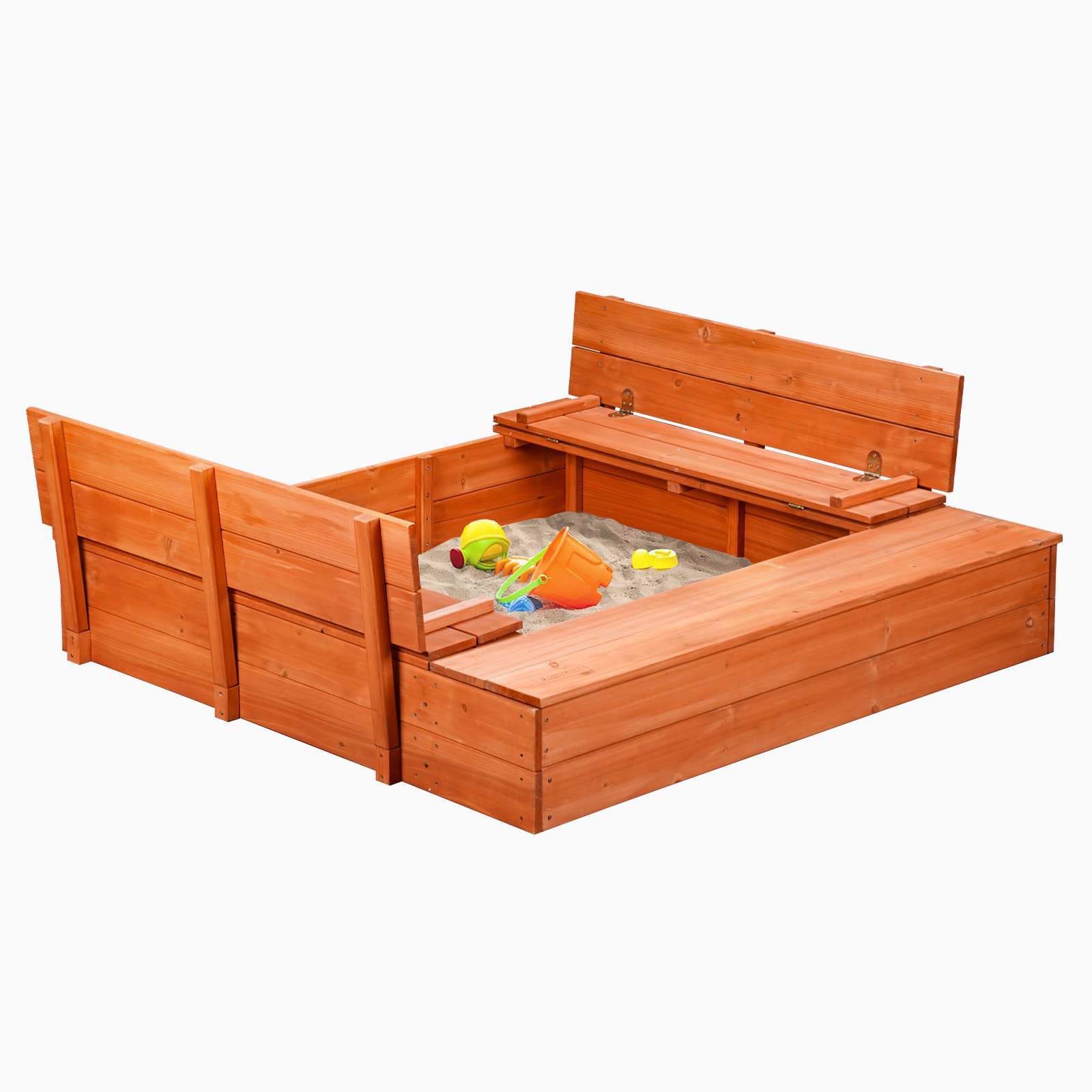 Wooden Outdoor Sandbox with Cover 47x47 Inch