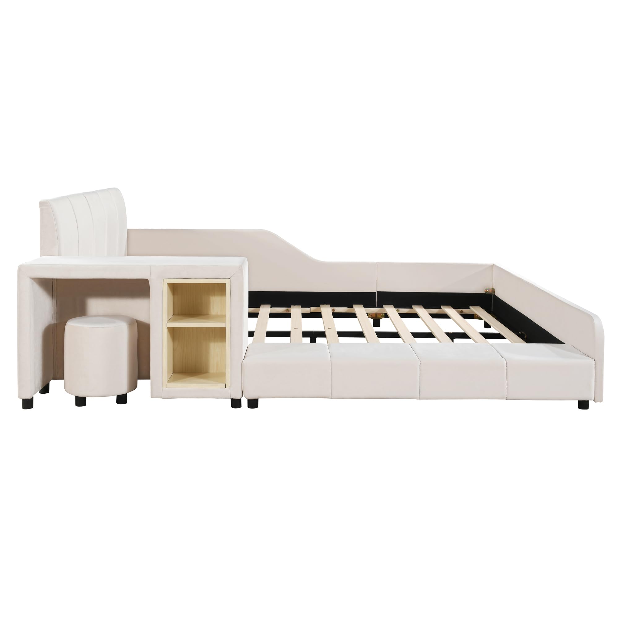 Full Size Velvet Bed Frames Upholstered Grounded Bed