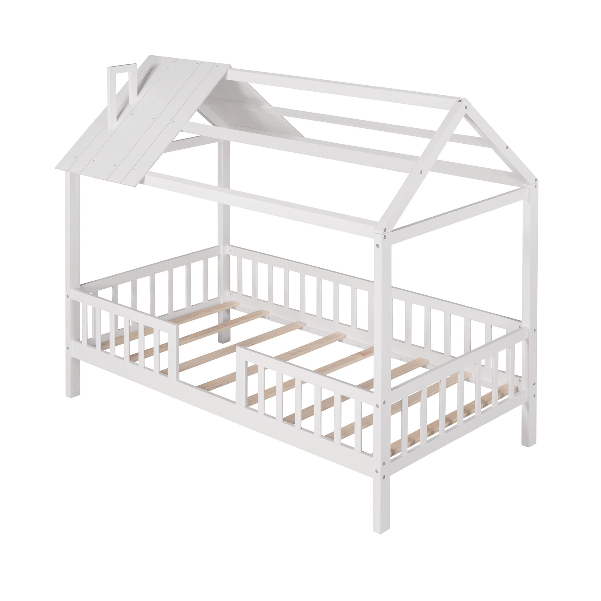 Twin House Bed with Fence
