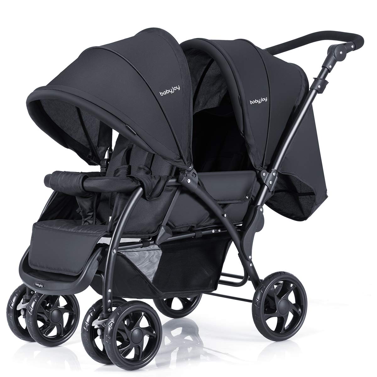 Double Stroller, Foldable Lightweight Twin Stroller with Tandem Seating