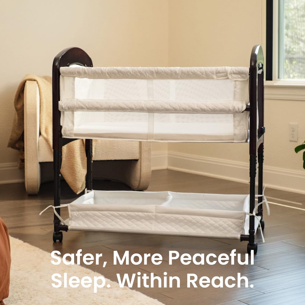 Cambria Bedside Bassinet with Adjustable Height and Storage