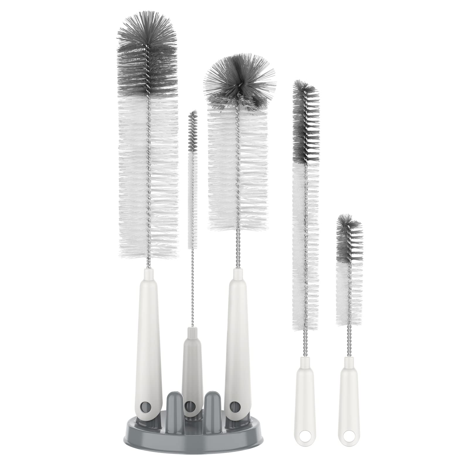 5 Pack Bottle Brush Cleaning Set with Storage Holder, Cleaning Brushes fo