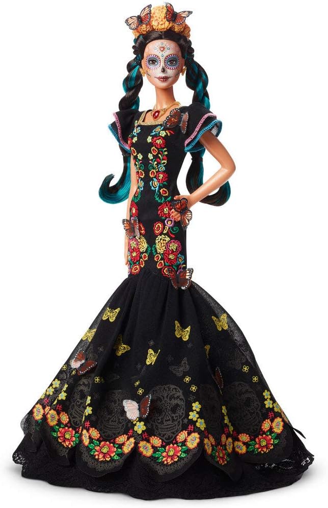 Collector Dia De Muertos Doll, 11.5-inch, Brunette, Wearing Embroidered Dress