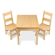 Solid Wood Table and 2 Chairs Set - Light Finish Furniture for Playroom