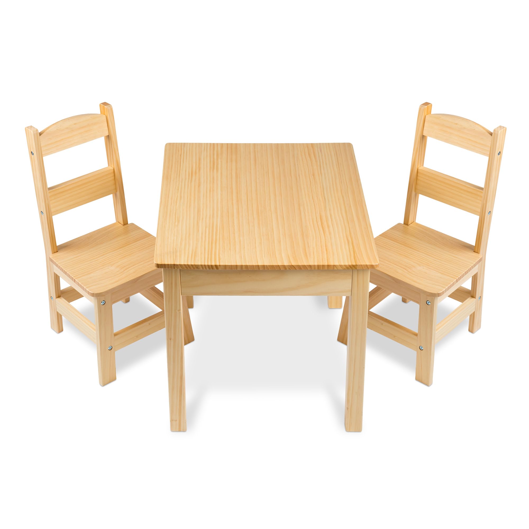 Solid Wood Table and 2 Chairs Set - Light Finish Furniture for Playroom