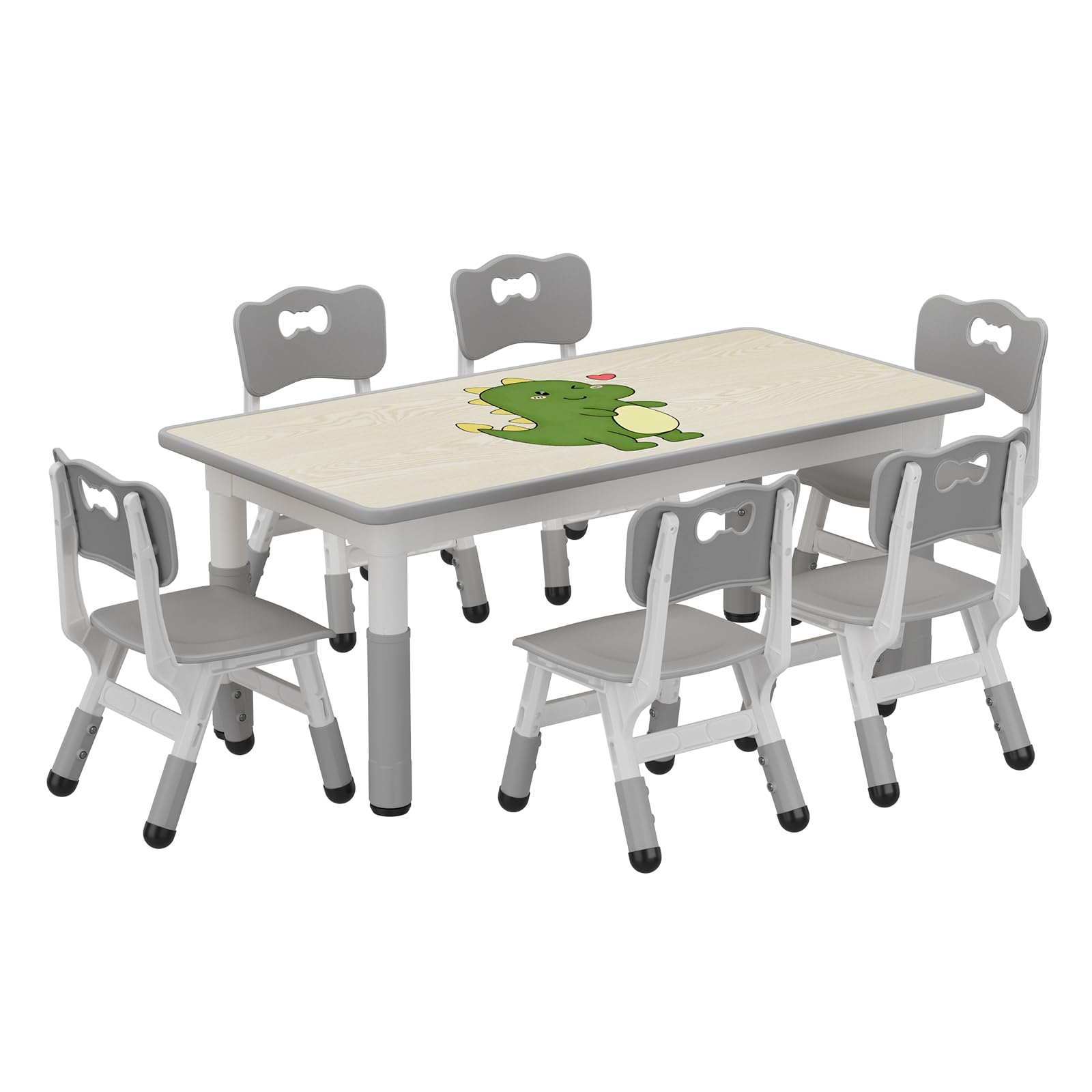 Height Adjustable Kids Table and 6 Chairs Set
