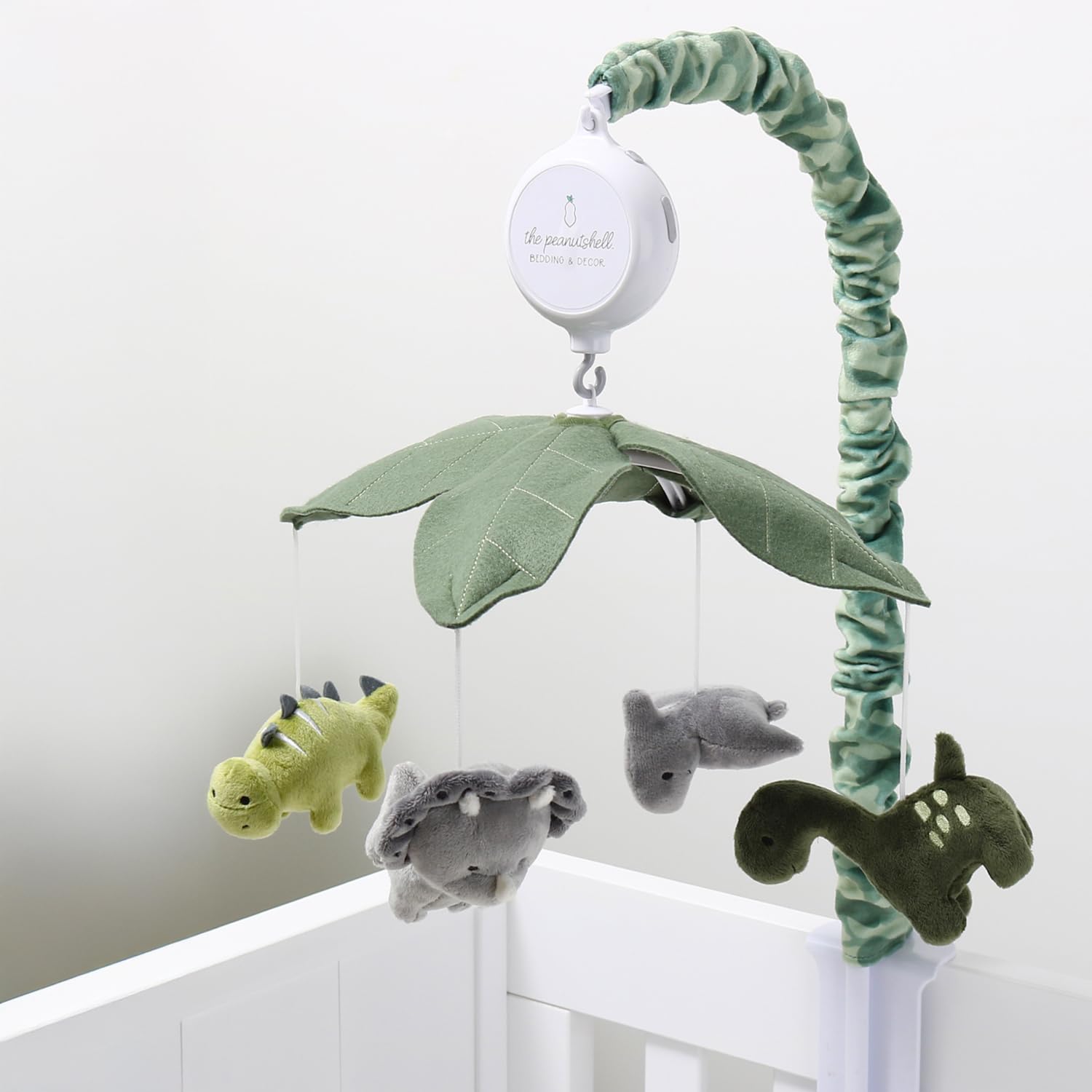 Crib Mobile for Boys or Girls - Grey and Green Camo Musical Baby