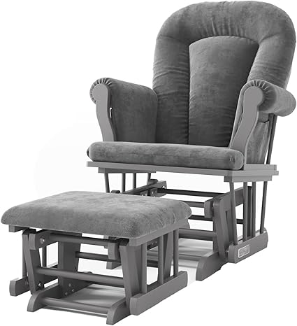Cozy Glider Rocker and Ottoman Set, Padded Cushion