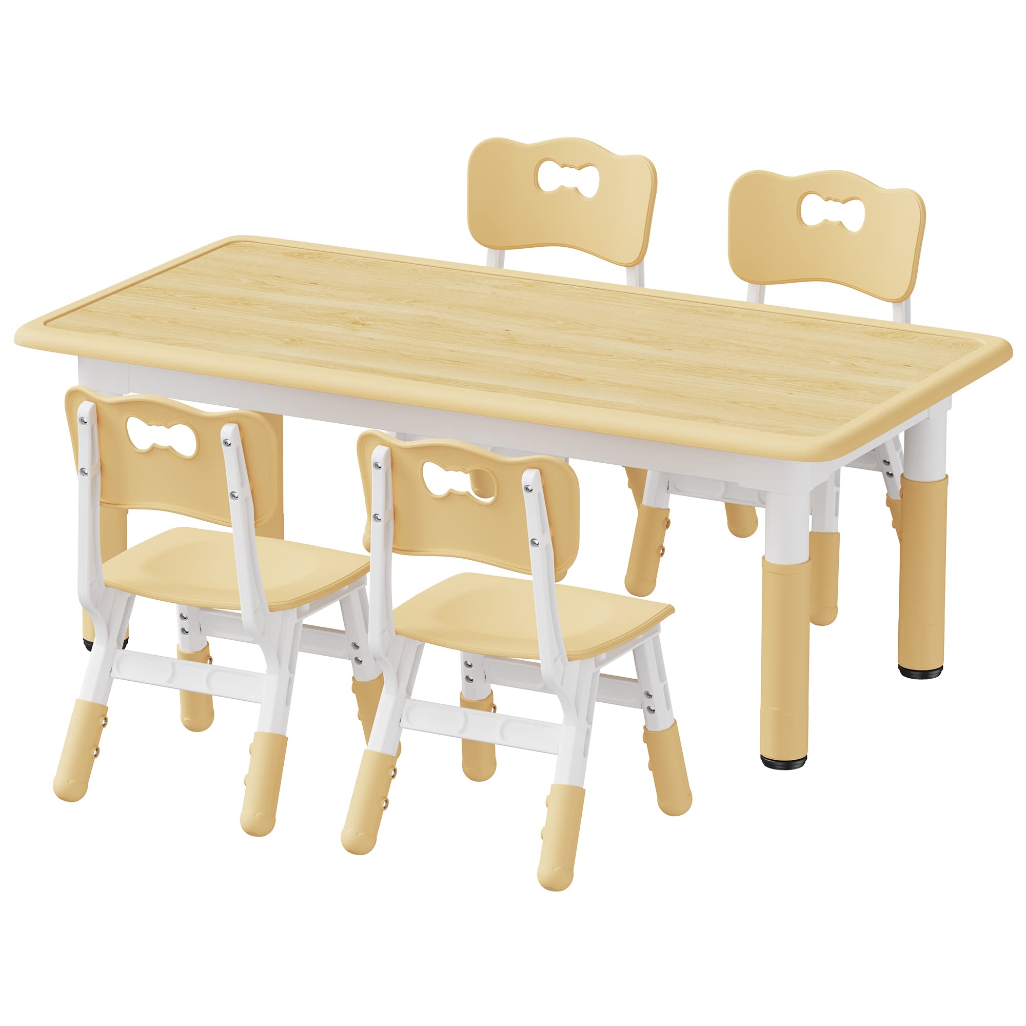 4 Chairs Set, Height Adjustable Toddler Table and Chair Set