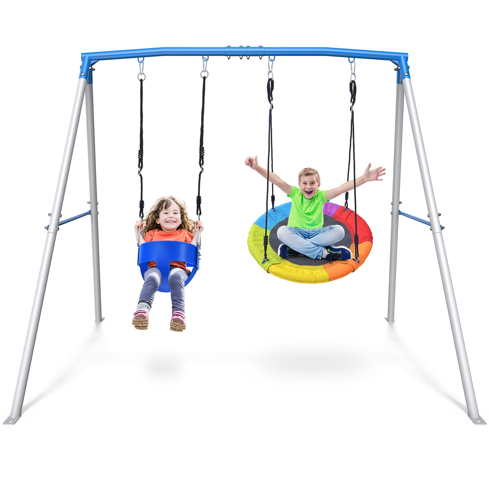 Swing Sets for Backyard, 440lbs Heavy Duty A-Frame Metal Swing Stand