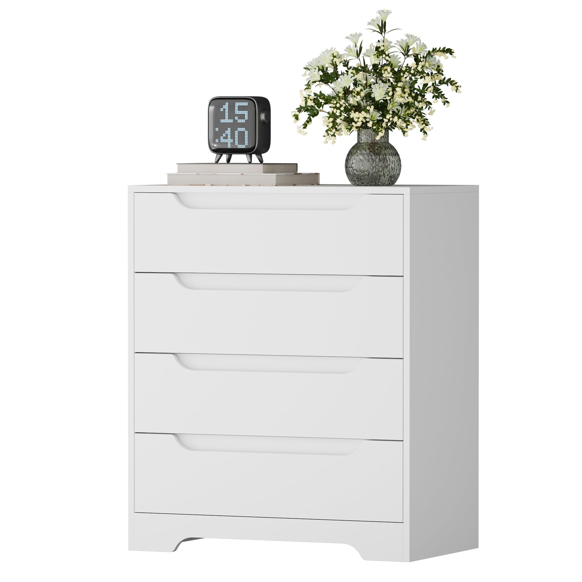 Modern 4 Drawers Dresser Storage Organizer, Wood Dressers