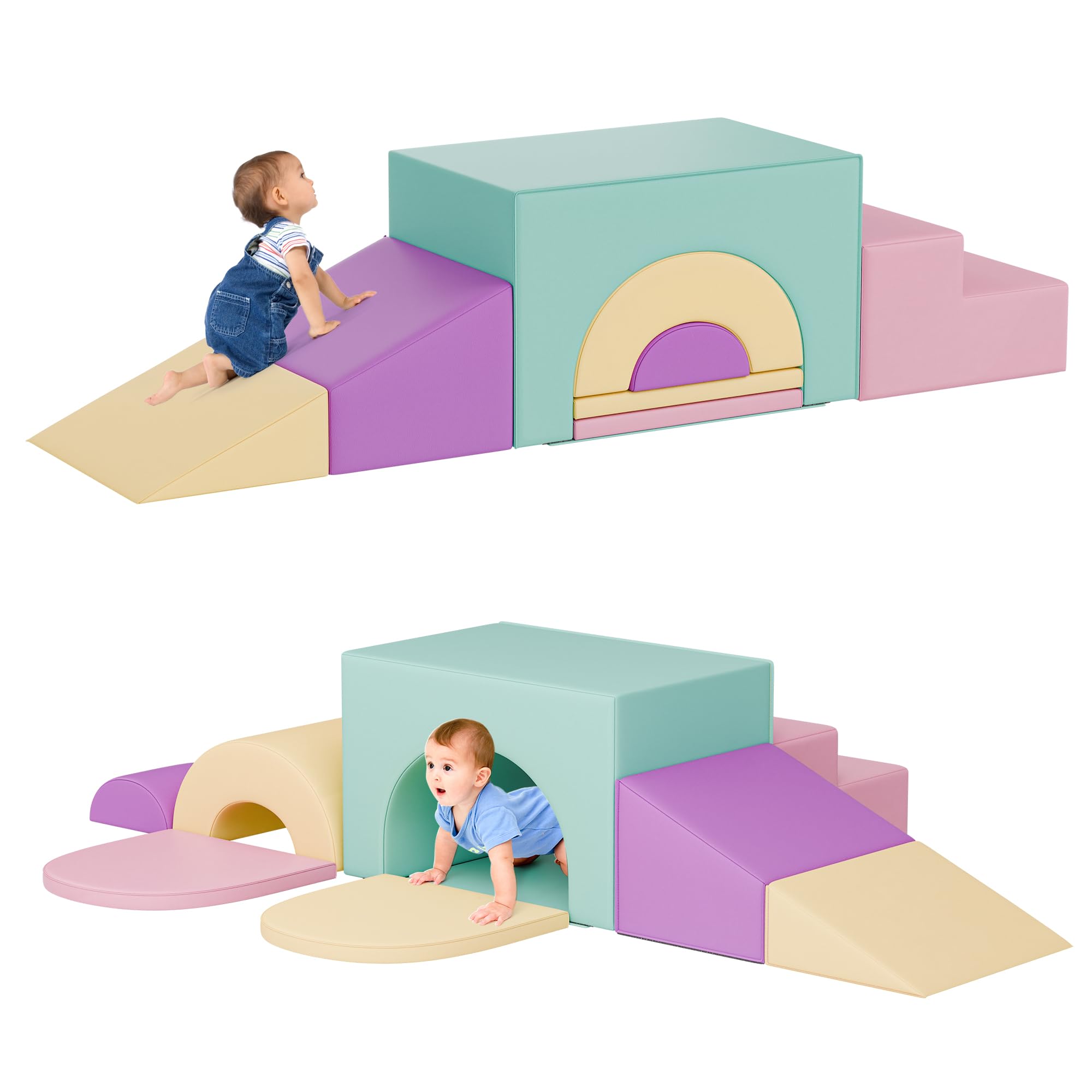 Soft Foam Climbing Blocks Set – Large 5-in-1 Soft Play Toys Crawling & Sliding Climbing