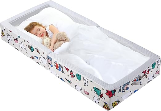 100% Cotton Lining Portable Foldable Toddler Travel Bed - Soft Foam Floor Bed