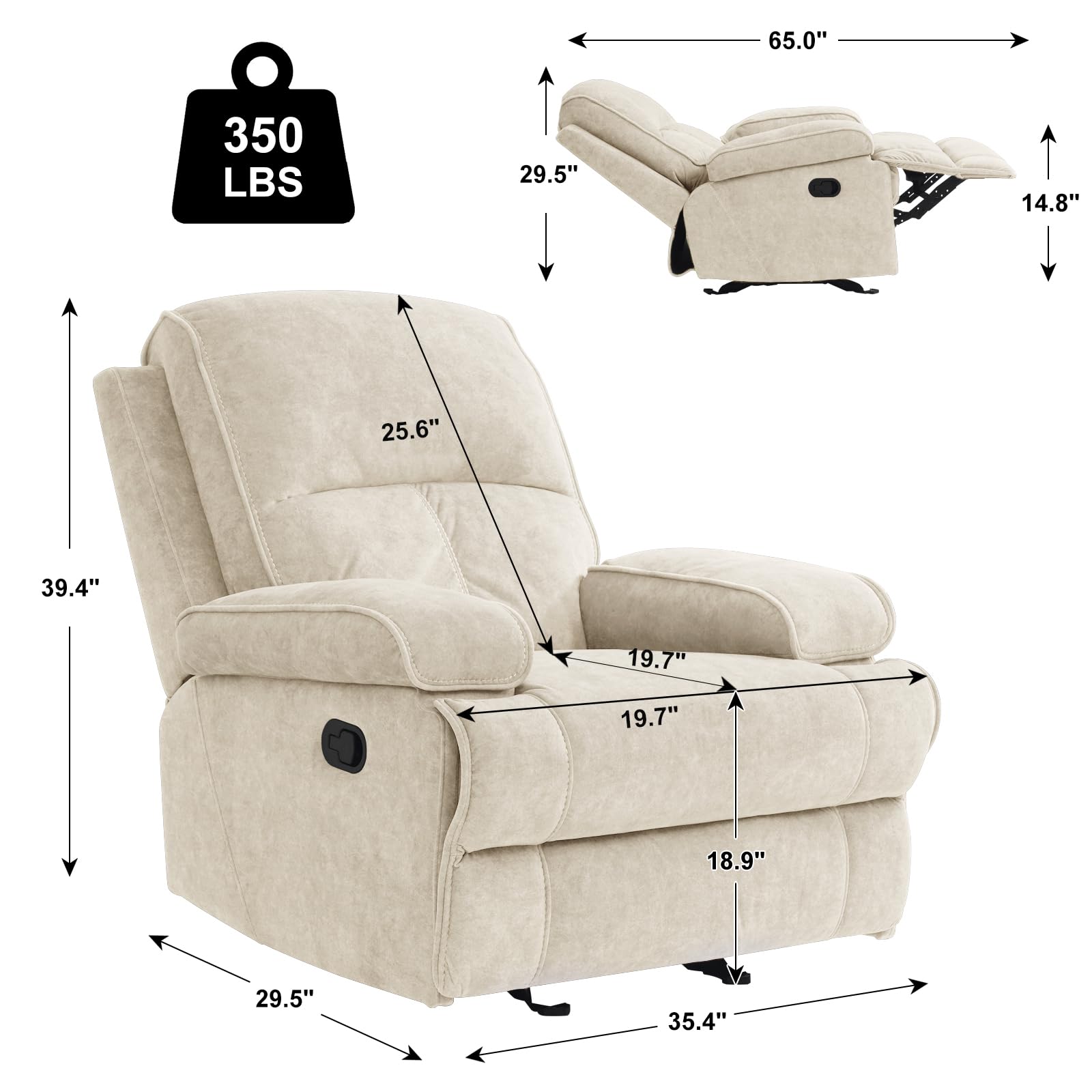 Upholstered Recliner Glider Chair with High Back
