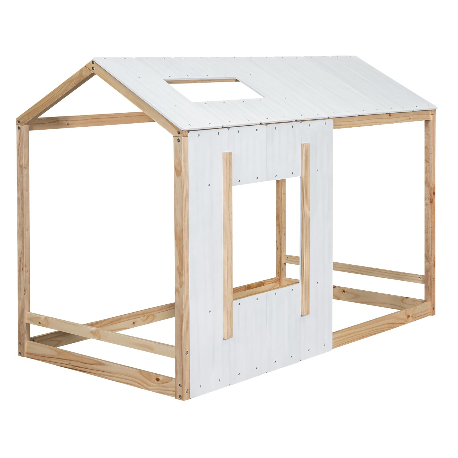 Montessori Twin Floor Bed with House Frame