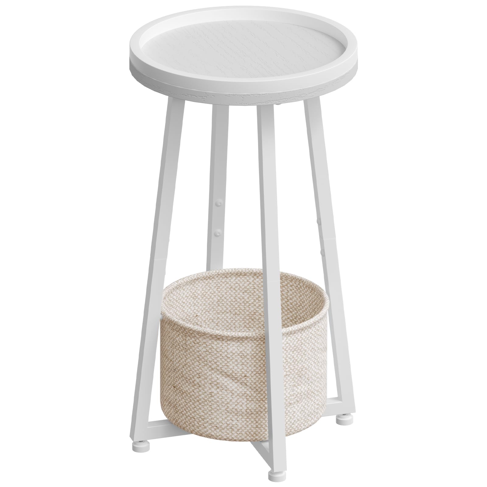 Small Round Side Table, 2-Tier Round Sofa End Table