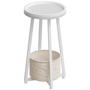 Small Round Side Table, 2-Tier Round Sofa End Table