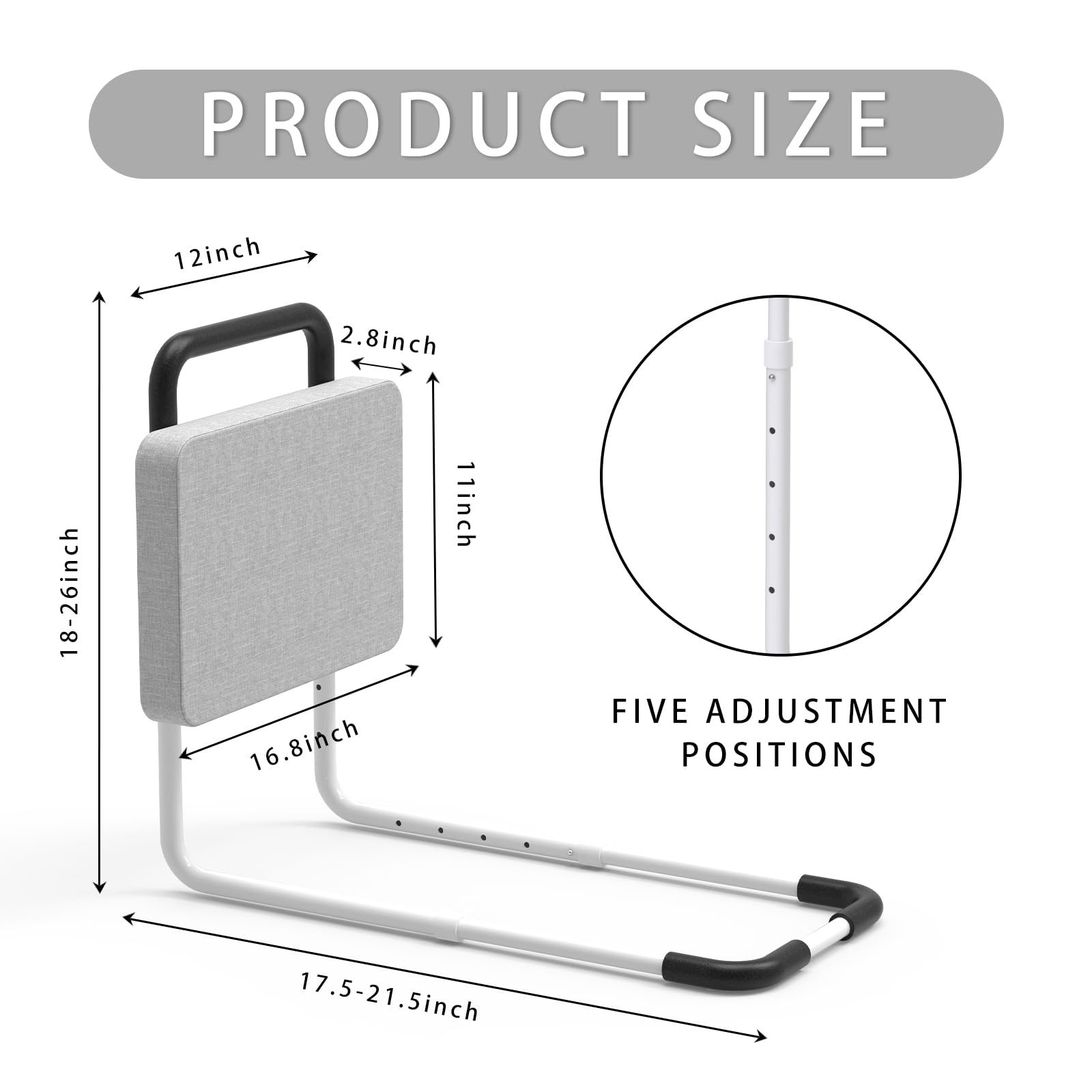 Padded Bed Rails for Elderly Adults with Storage Pocket