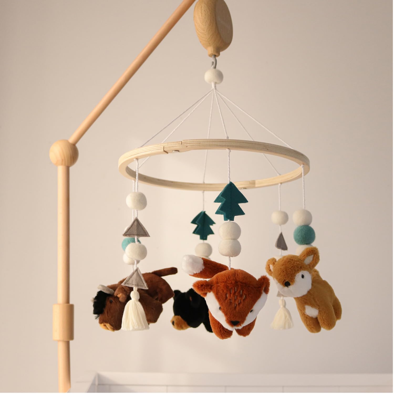 Crib Mobile for Boys or Girls - Wooden Musical Baby