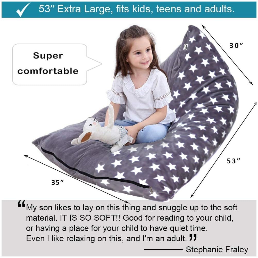 Stuffed Animal Storage Bean Bag Chair Cover - 53 Inch Extra Large