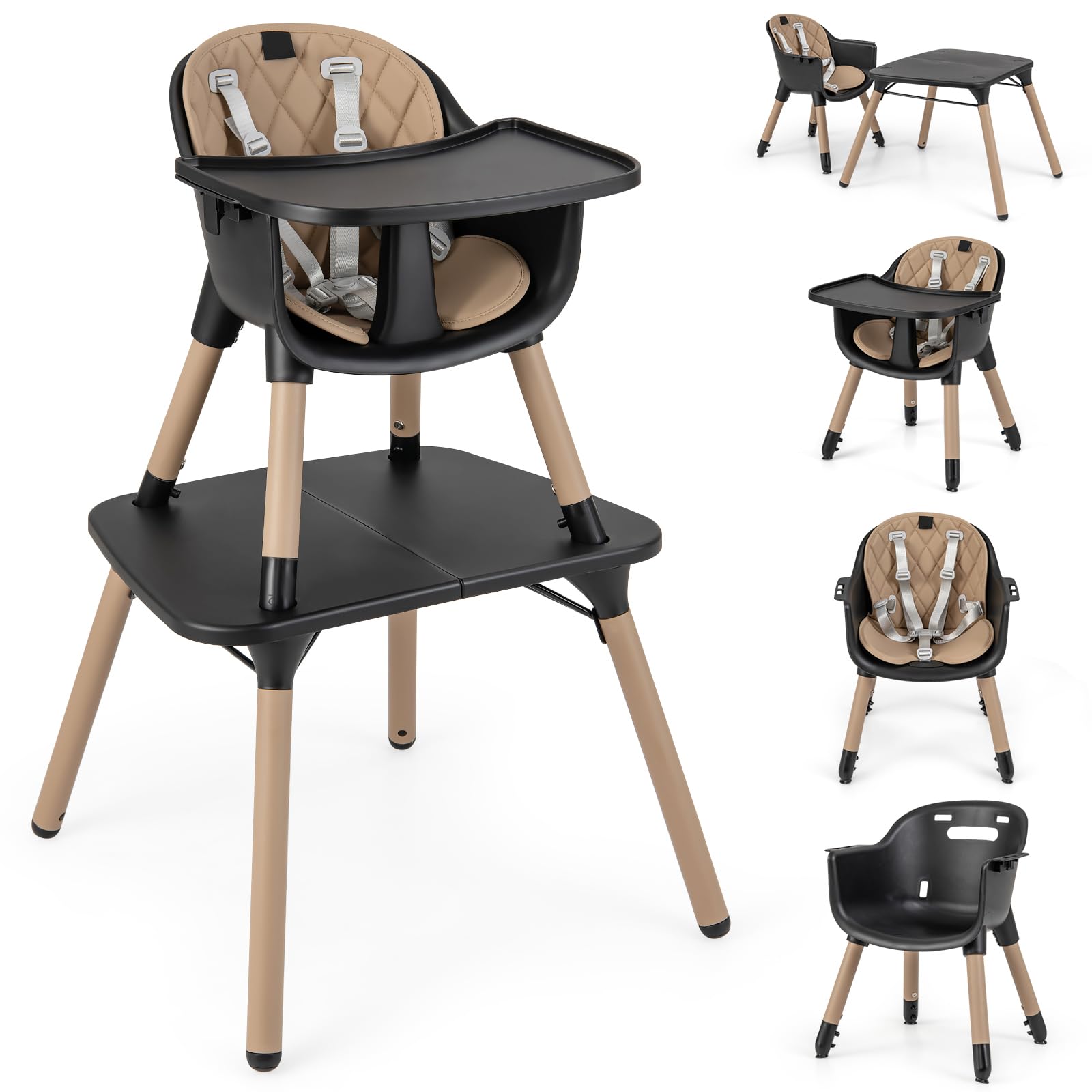 5-in-1 High Chair, Convertible Highchair for Babies and Toddlers/Kids Chair Table Set