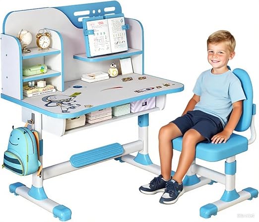 Table and Chair Set, Adjustable Art Desk Girls Desk for Bedroom