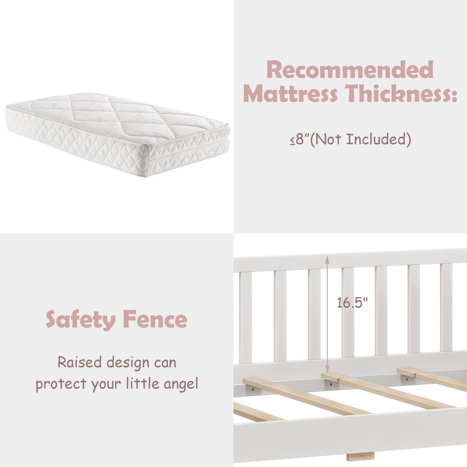 Twin House Bed with Storage Drawers and Fence Rails