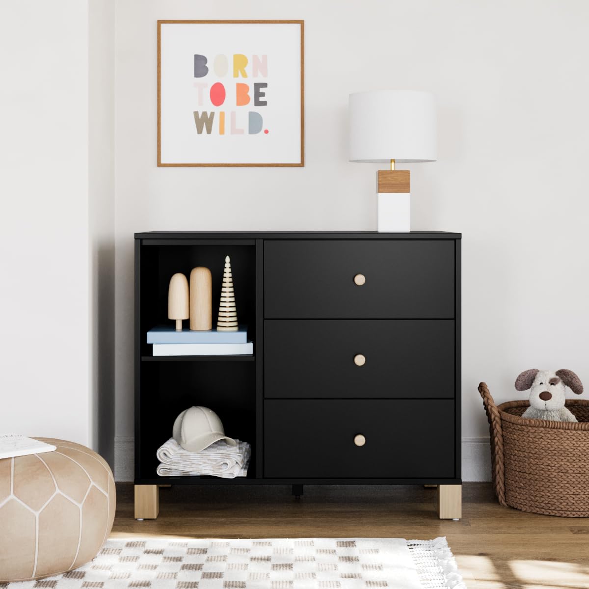 California 3 Drawer Combo Dresser (Black with Driftwood) – GREENGUARD Gold Certified