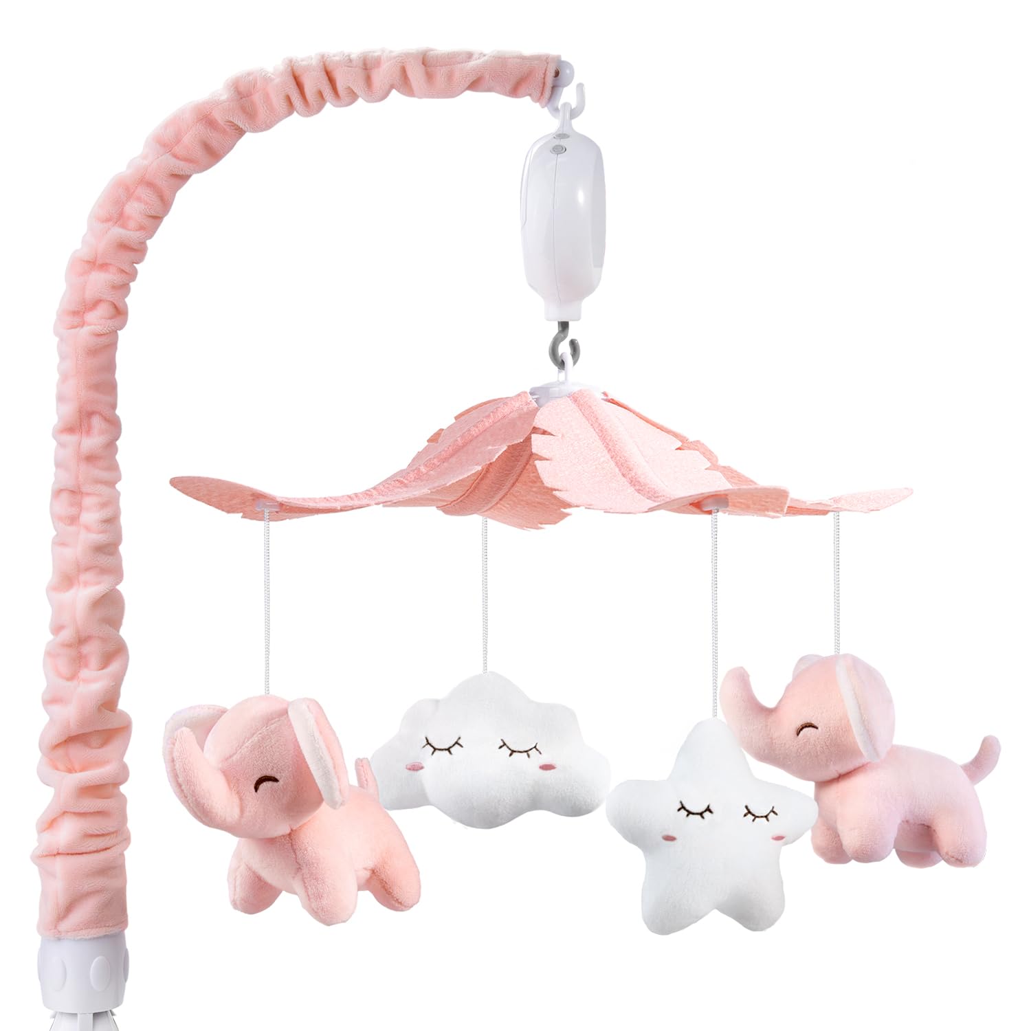 Crib Mobile for Girls Baby Mobiles with 3 Modes Digital Music