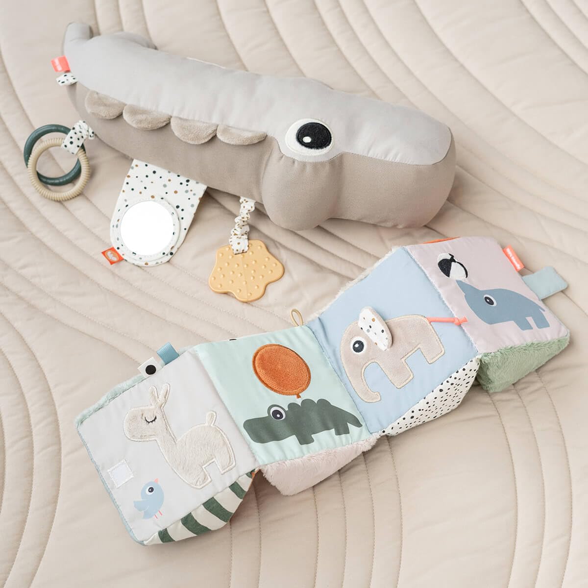 Croco Tummy Time Activity Toy and Deer Friends Fold-Out Sensory Cube - Sensory Play