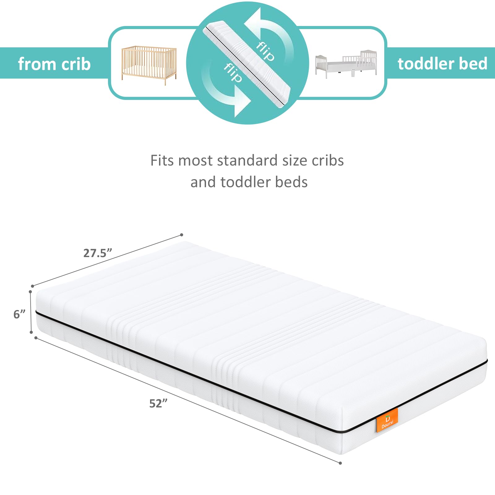 Dual-Sided Crib Mattress with Breathable Mesh Cover