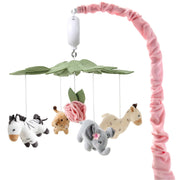 Crib Mobile for Girls - Soft Pink Musical Baby Crib Mobile with 12