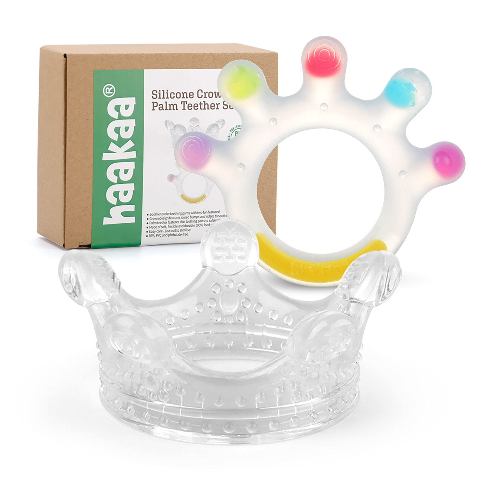 Silicone Crown & Palm BabyTeether Set - Soft Teething Toys | Soothing Teething