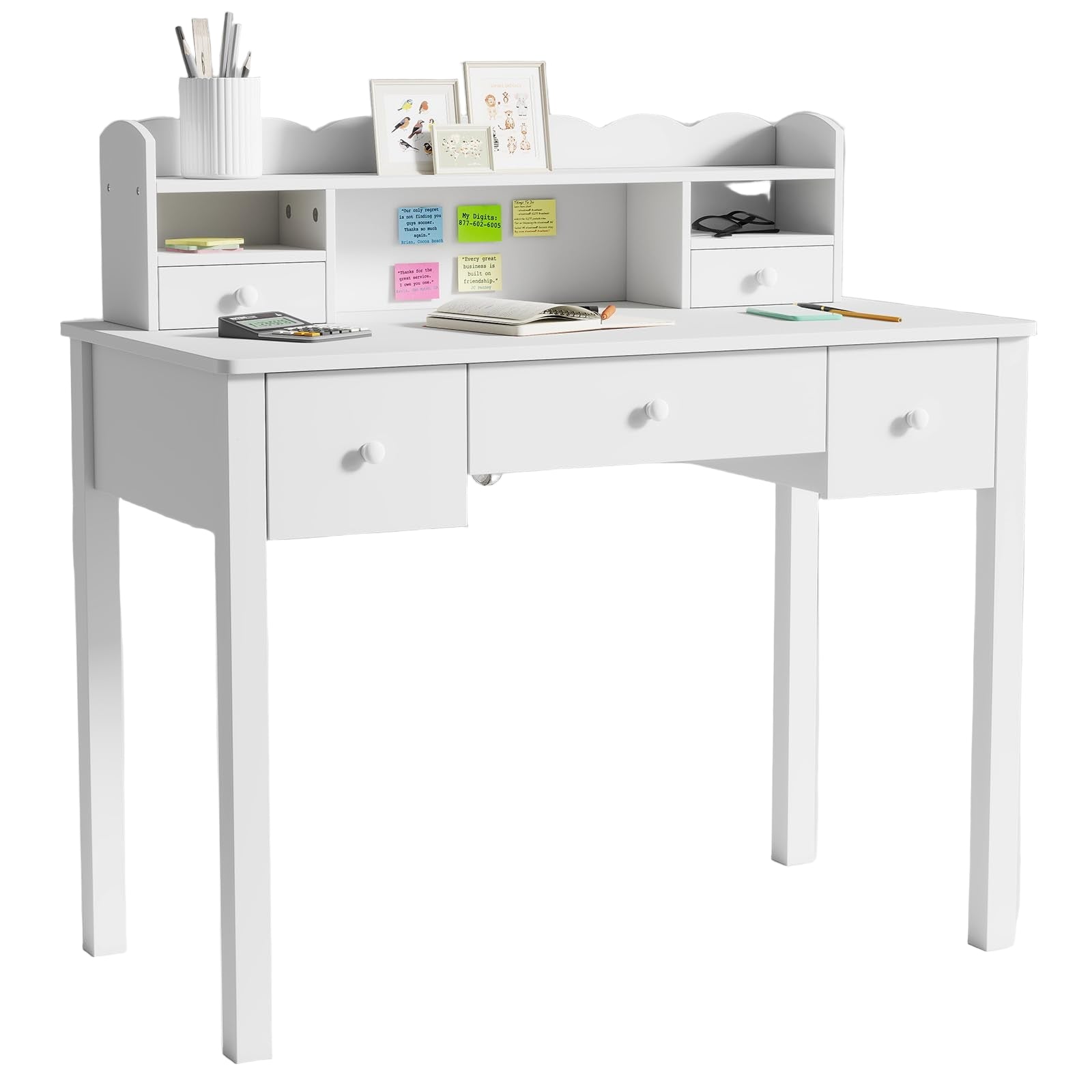 Desk with Hutch and Drawers - 40 Inch Small Student Desk for Home