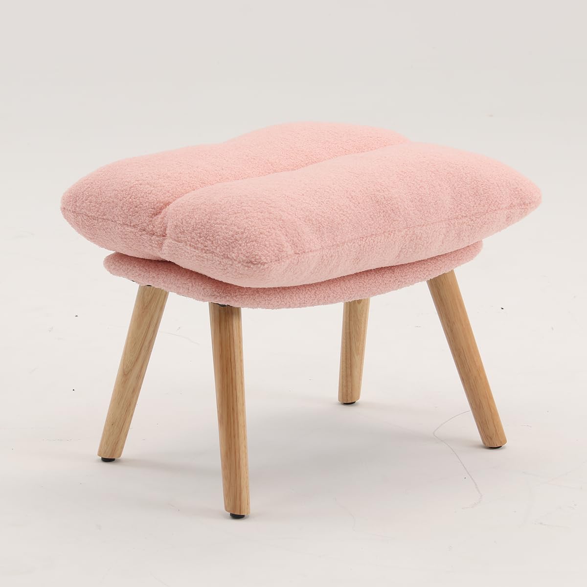 Chair with Ottoman and Pillow, Sherpa Furry Accent Arm Chair Lounger