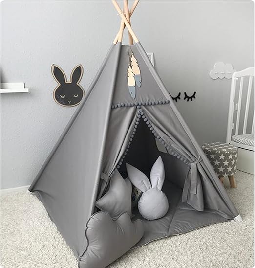 Tent with White Pom Pom - Indoor Play Teepee for Children