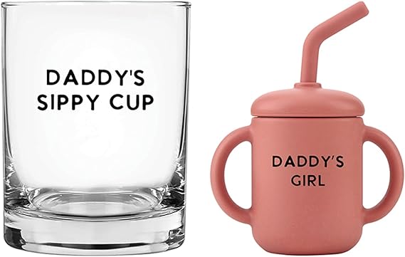 Daddy & Me Gifts - Gift Boxed Whiskey Glass & Sippy Cup Drinkware Set