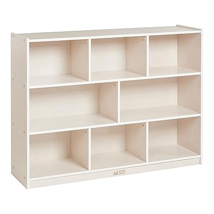8-Compartment Mobile Storage Cabinet, 36in, Classroom Furniture, Natural