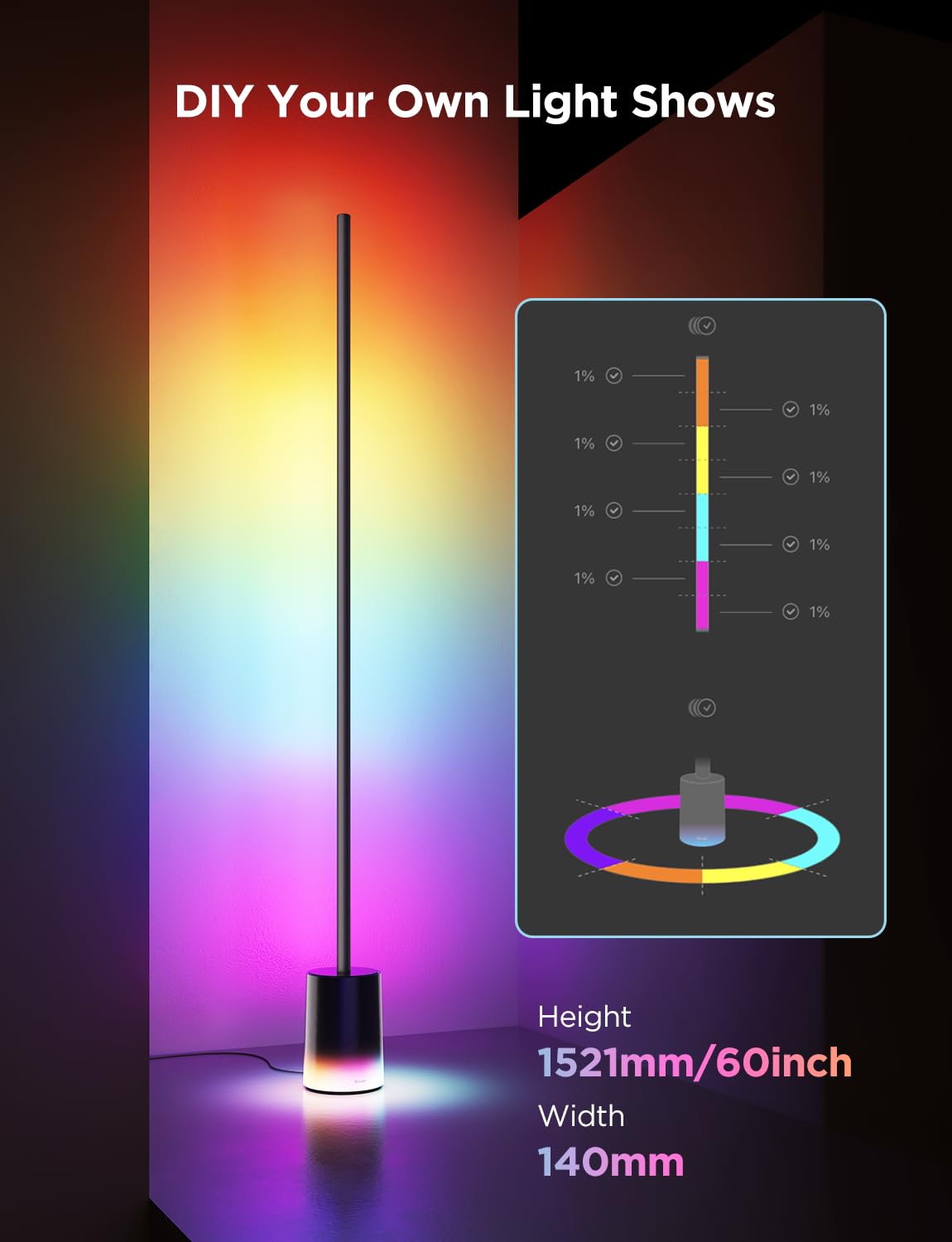Smart RGBIC Floor Lamp with Matter Support and Music Sync