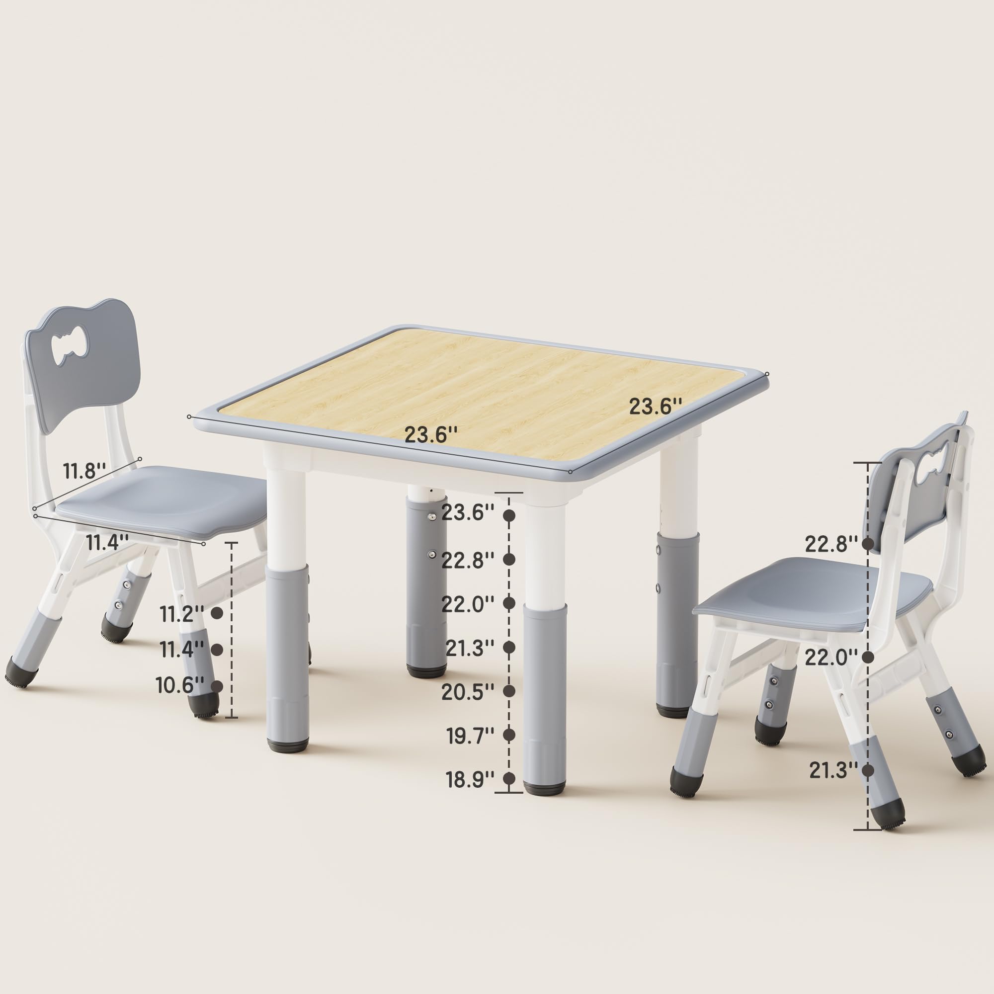 Height Adjustable Kids Table and 2 Chairs Set