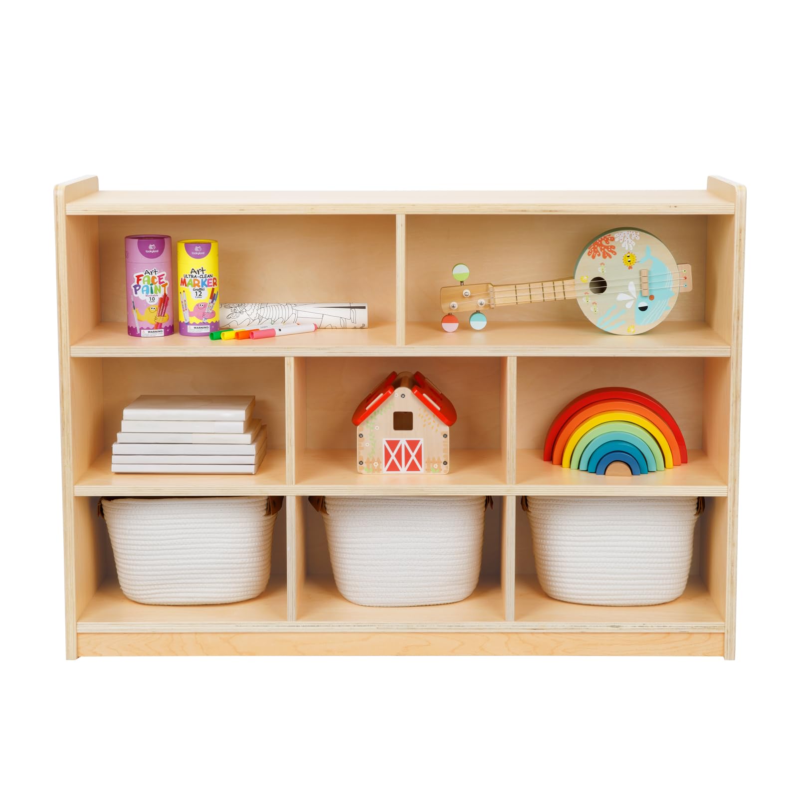 Montessori Toy Shelf, 35.4" H, 3-Tier Toy Storage Organizer with 8 Cubby